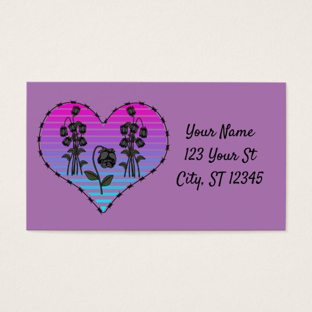 Barbed Wire Heart Wilted Black Ro Thunder_Cove Visitkort (Framsidan)