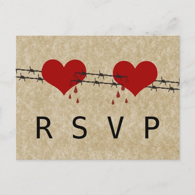 Barbed Wire Hearts Tattoo OSA Postcard Inbjudan Vykort (Framsida)