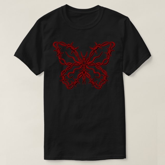Barbed Wire Red Butterfly Grunge Dark Aesthetic Pu T Shirt (Design framsida)