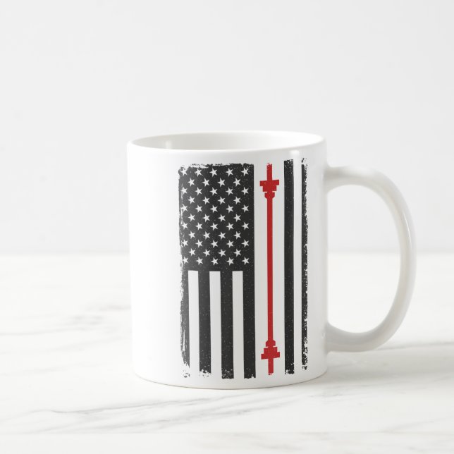 Barbell American Flag Gym Workout Tee Usa Motivati Kaffemugg (Höger)