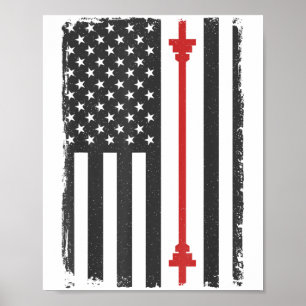 Barbell Amerikansk Flagga Gym Tröja Usa Motivation Poster