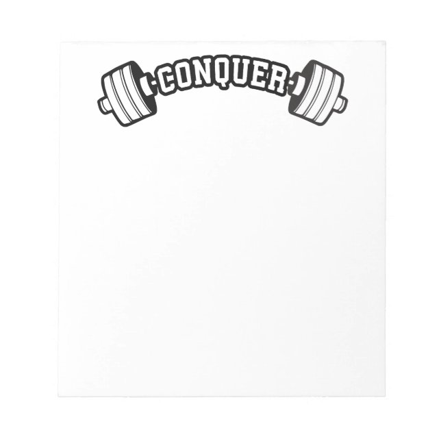 Barbell, CONQUER - Idéationell viktlyftande Gym Anteckningsblock (Framsida)