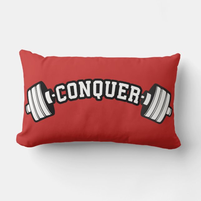 Barbell, CONQUER - Idéationell viktlyftande Gym Lumbarkudde (Framsida)