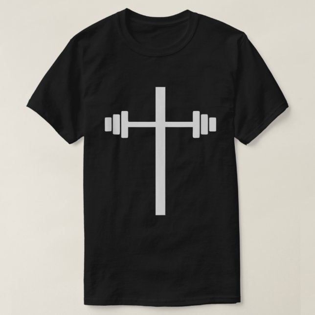 Barbell Dumbbell Cross Christian Jesus Gym Workout T Shirt (Design framsida)