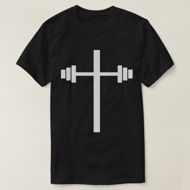 Barbell Dumbbell Kor Christian Jesus Gym Workout T Shirt (Design framsida)