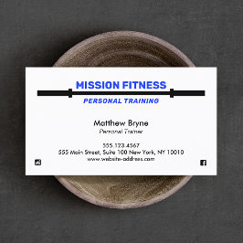 Barbell Fitness Personal Trainer Blue Visitkort