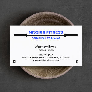 Barbell Fitness Personal Trainer Blue Visitkort