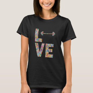 Barbell Gym Workout Kärlek Flowers T Shirt