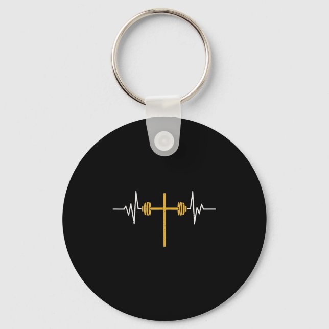 Barbell Kor Dumbbell Jesus Funny Christian Worko Nyckelring (Framsida)