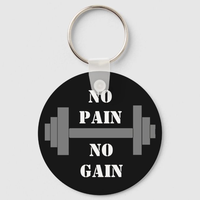 barbell NO PAIN NO GAIN Nyckelring (Framsida)