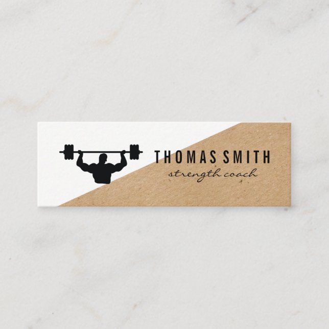 Barbell Personal Trainer Färg Block Mini Visitkort (Framsida)