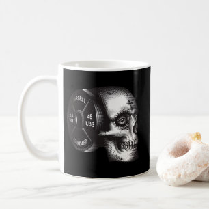 Barbell Plate and Skull - Workout Gym Motivational Kaffemugg