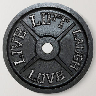 Barbell Plate - Hiss, Live, Kärlek, Laugh Knapp