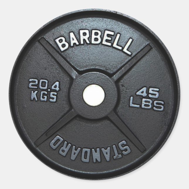 Barbell Plate Runt Klistermärke (Framsida)