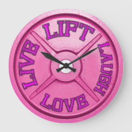 Barbell Platt Wall Clock - Hiss, Live, Kärlek, Lau Stor Klocka
