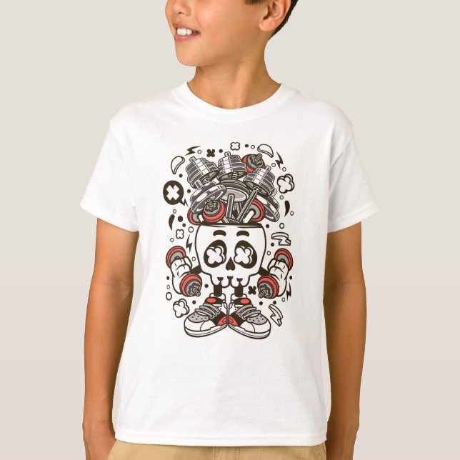 Barbell Skull Head T Shirt (Framsida)