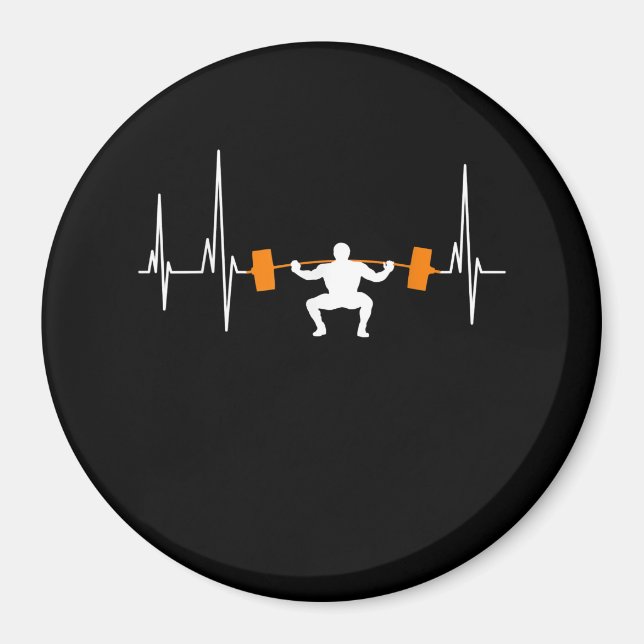 Barbell Weightlift Heartslag Bodybuilding Coola Magnet (Framsidan)