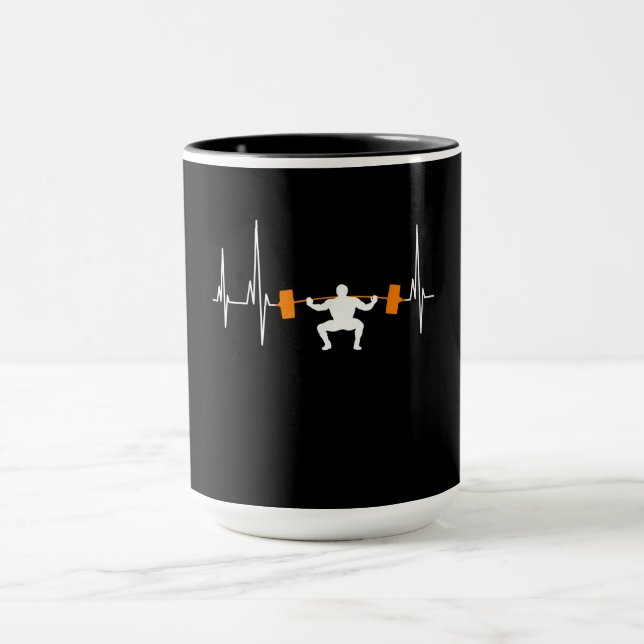 Barbell Weightlift Heartslag Bodybuilding Mugg (Center)