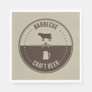 Barbeque och Beer, BBQ Emblem Badge Pappersservett
