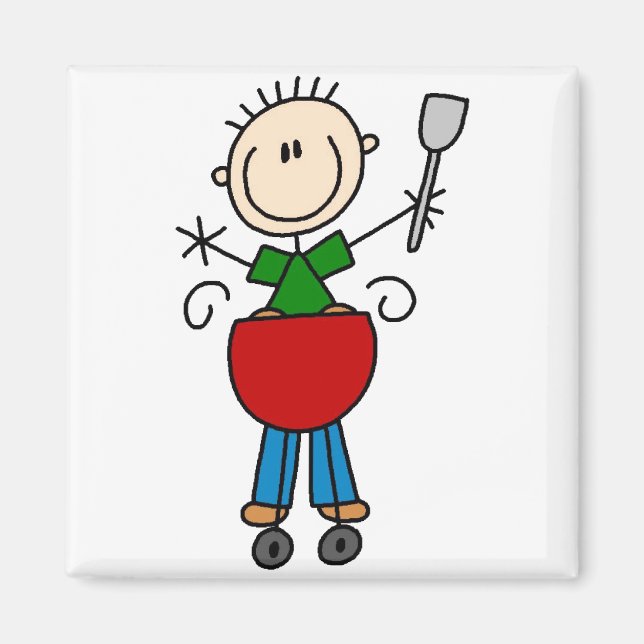 Barbeque Stick figur Magnet (Framsidan)