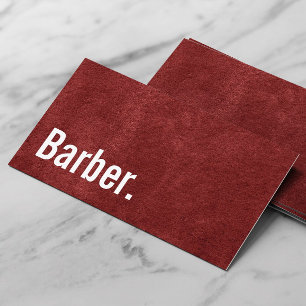 Barber Babershop Minimalist Faux Red Velvet Visitkort