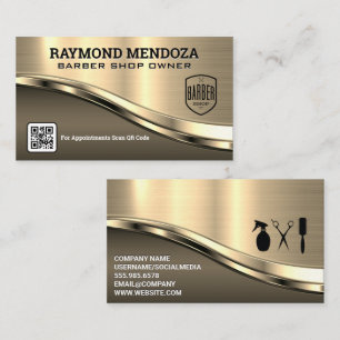 Barber Badge QR-kod Metallisk Affärskort Visitkort