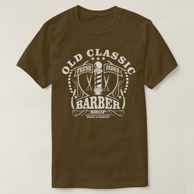 Barber Barber Shop Fades Hair Hair Cuts Old school T Shirt (Design framsida)