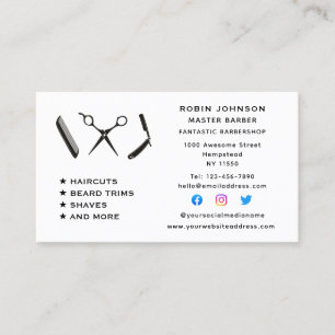 Barber Barbershop Beard Trim Shave Social Media Visitkort