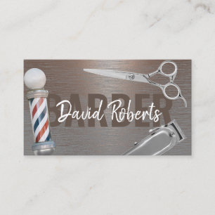 Barber Barbershop Hair Clipper & Scissor Copper Visitkort
