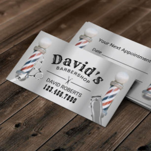 Barber Barbershop Hair Stylist Faux Metall Tidsbeställning Kort