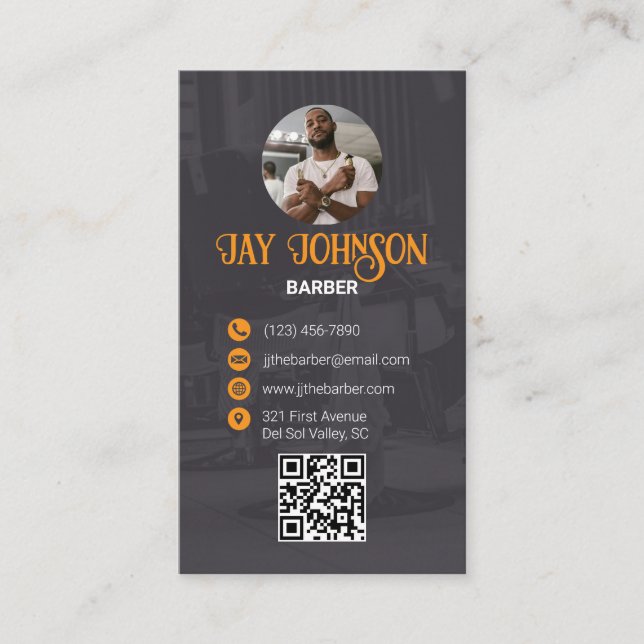 Barber | Barbershop| Hairstylist-Affärskort Visitkort (Framsida)