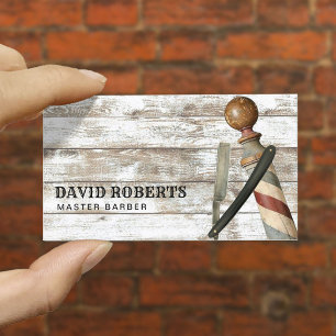 Barber Barbershop Razor Rustic Hair Stylist Visitkort