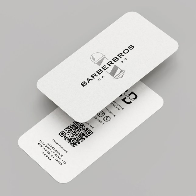 Barber Barbershop Silver Pole Classic Modern Visitkort (Barber Barbershop Silver Pole Classic Modern Business Card
)