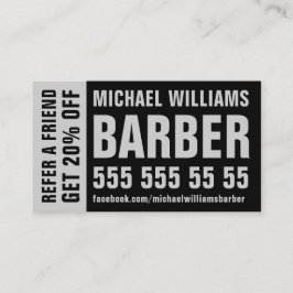 Barber Black Grått Bold Typography-referenskort Rabattkort