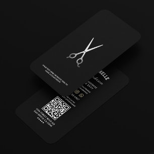 Barber Black Silver Sax Minimal Frisörsalong Visitkort