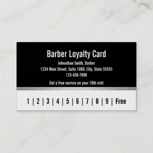 Barber Black White Silver-förmånskort för kunder Visitkort
