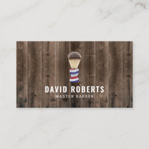 Barber Brush Logotyp Barbershop Hair Stylist Wood Visitkort