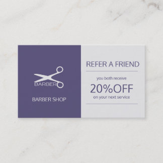Barber-butikens enkla grått refererar till en vän rabattkort