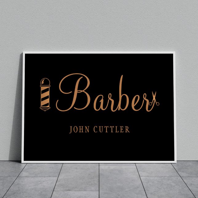 Barber-butikens hårstylist namn guld svarta logoty poster (Skapare uppladdad)