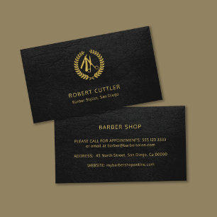 Barber-butikens LOGOTYP-säljfrämjande svarta guld Visitkort