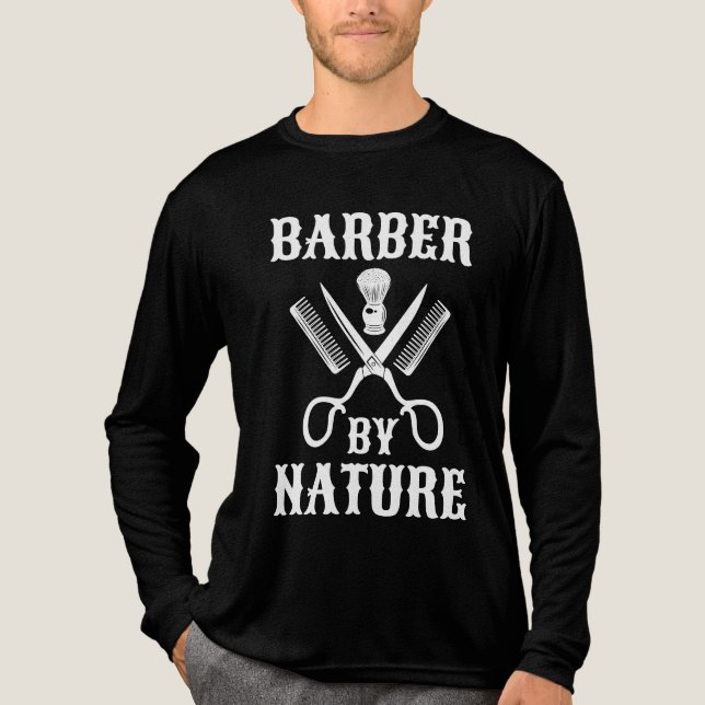 Barber By Natature - Haircut Barbershop T Shirt (Framsida)