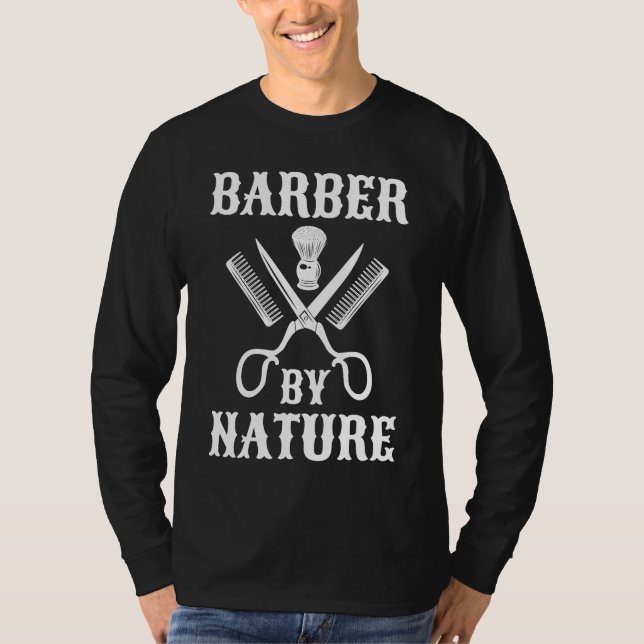 Barber By Natature - Haircut Barbershop T Shirt (Framsida)