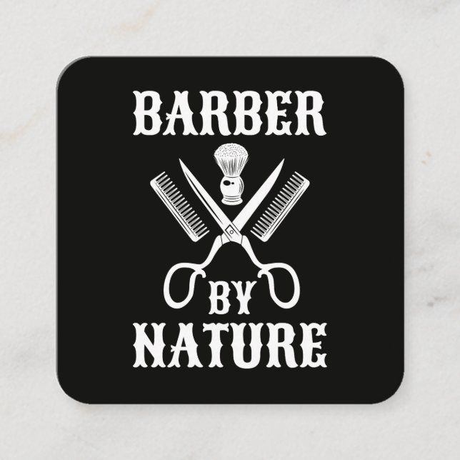 Barber By Nature - Frisörsalong Fyrkantigt Visitkort (Framsida)