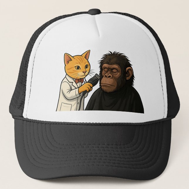 Barber Cat & Chill Gorilla Sticker Keps (Framsida)