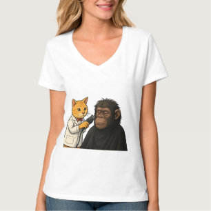 Barber Cat & Chill Gorilla Sticker T Shirt