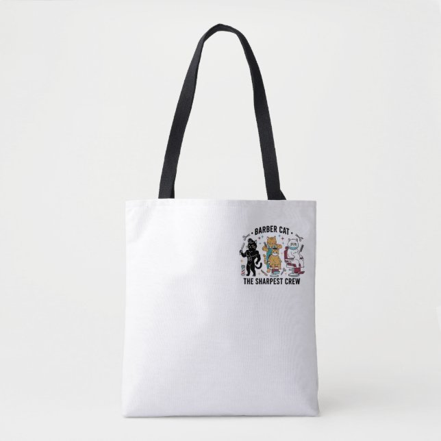 Barber Cat Sharpest Crew - Premium Artistic Tote B Tygkasse (Framsida)