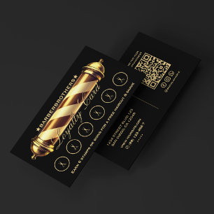 Barber Classic Gold Pole Barbershop Rewards Lojali Visitkort