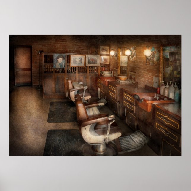 Barber - Clinton, NJ - Clinton Barbershop Poster (Framsidan)