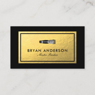 Barber Clipper - Affärskortet Faux Gold Foil Visitkort