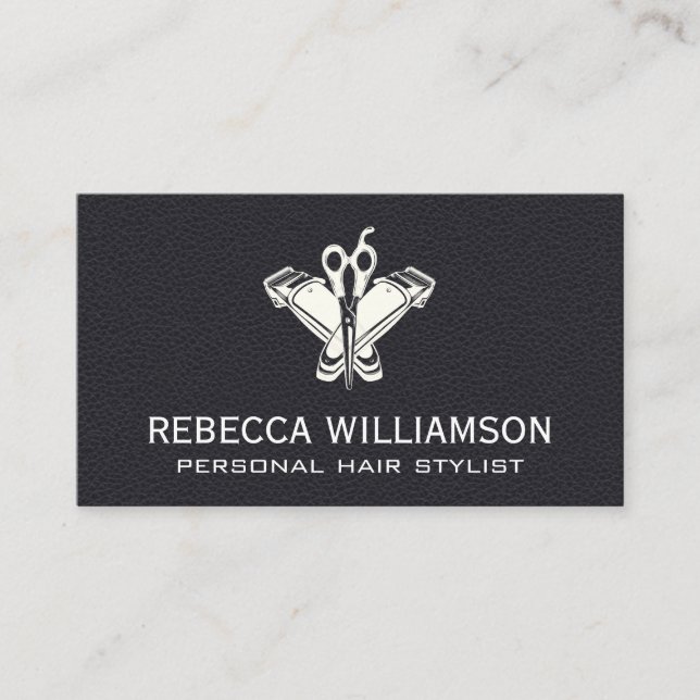 Barber Clippers | Saxer | Läder Visitkort (Framsida)